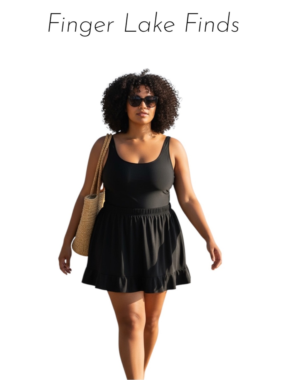 NWT Black Ruffled Swim Skirt, 2X